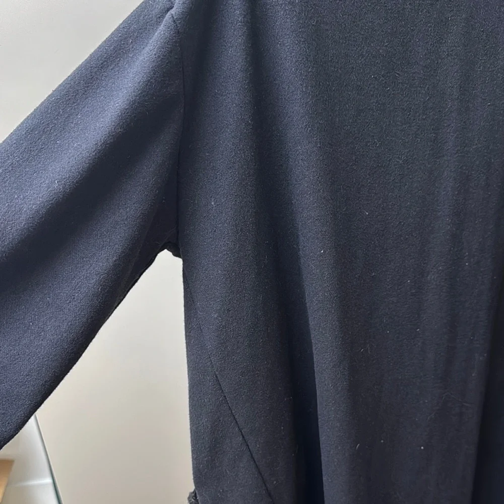 Urban Renewal Vintage Fabric Black Trench Coat Longline Style - Picture 13 of 14